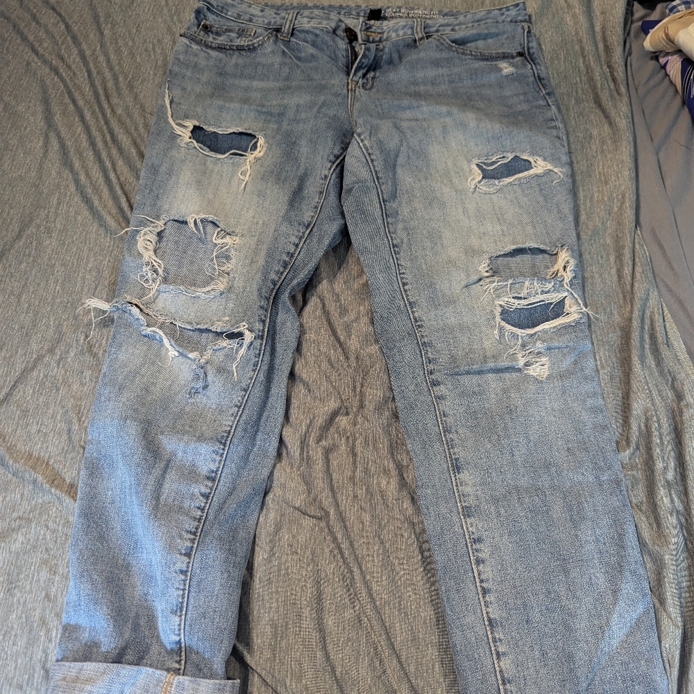 GAP Light Blue Distressed Boyfriend Jeans